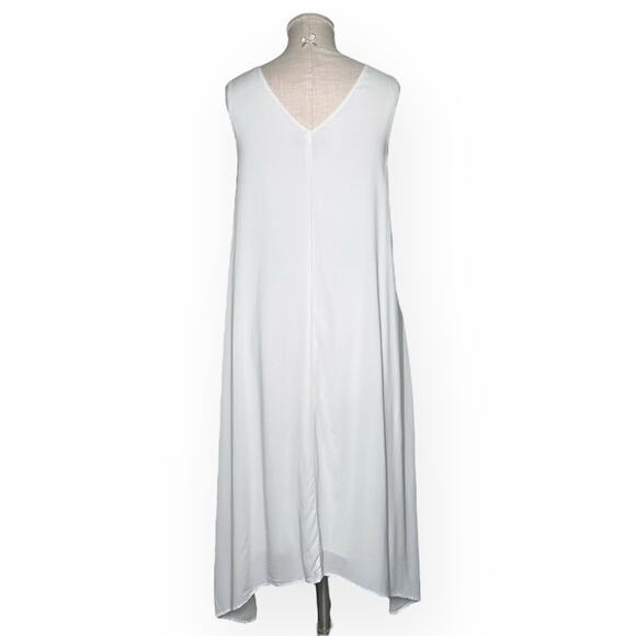 JAMES PERSE Double V Trapeze Swing Shift Dress Midi White Brunch Tea Cocktail - Picture 9 of 14